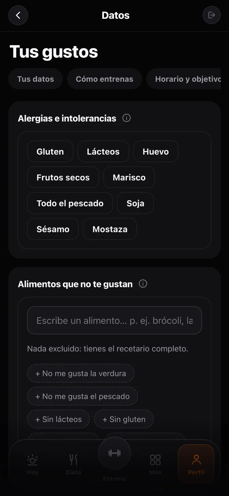 Buscador de alimentos excluidos